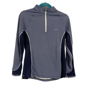 Peter Millar NBC Logo Blue White Ladies Golf Quarter‎ Zip Pullover Size M